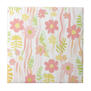 Pastel Retro Floral (3) Tile