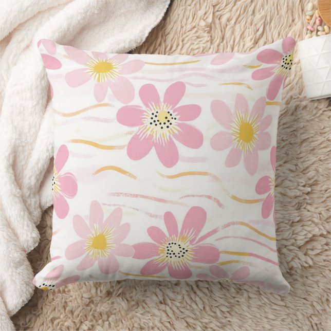Pastel Retro Floral (4) Cushion (Blanket)