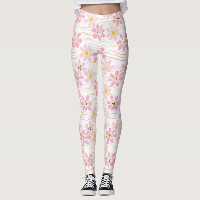 Pastel Retro Floral (4) Leggings (Front)