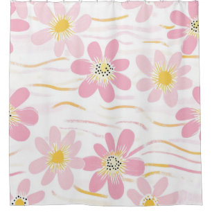 Pastel Retro Floral (4) Shower Curtain