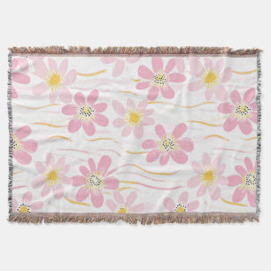 Pastel Retro Floral (4) Throw Blanket