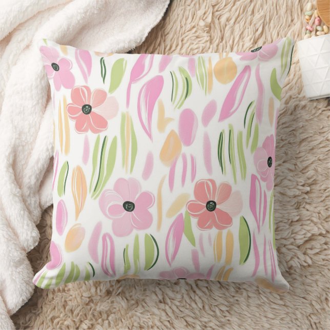 Pastel Retro Floral (5) Cushion (Blanket)