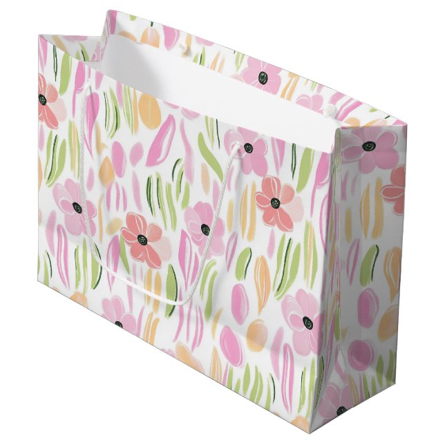 Pastel Retro Floral (5) Large Gift Bag (Front Angled)