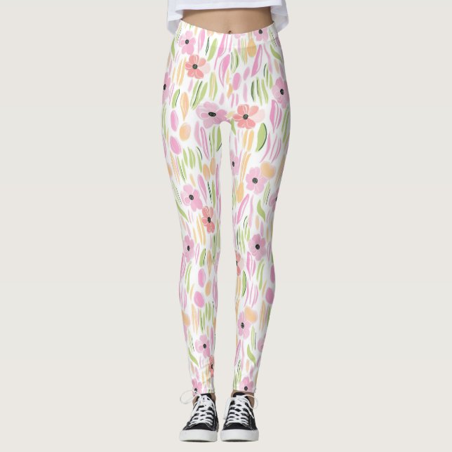 Pastel Retro Floral (5) Leggings (Front)