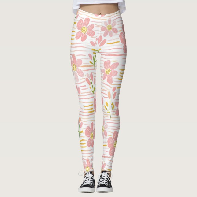 Pastel Retro Floral (6) Leggings (Front)