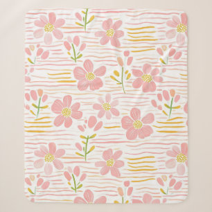 Pastel Retro Floral (6) Sherpa Blanket