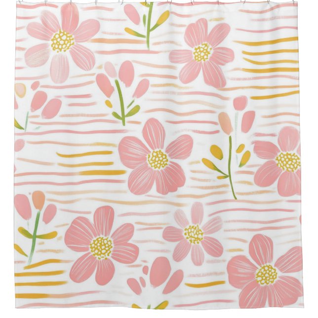 Pastel Retro Floral (6) Shower Curtain (Front)