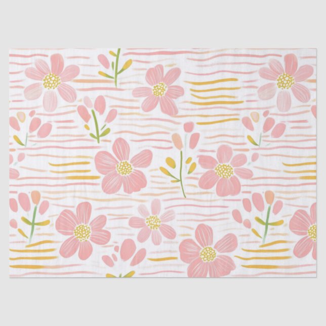 Pastel Retro Floral (6) Tissue Paper (Front)