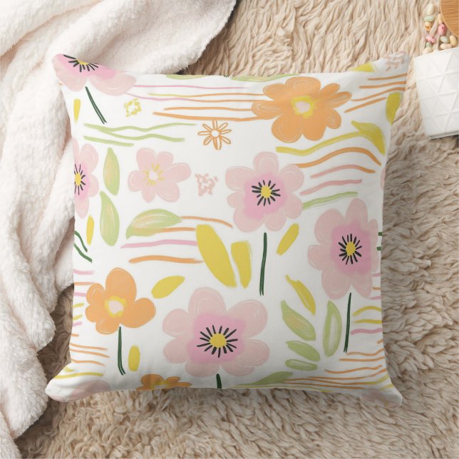 Pastel Retro Floral (7) Cushion (Blanket)