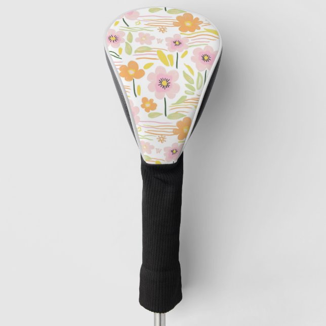 Pastel Retro Floral (7) Golf Head Cover (Front)