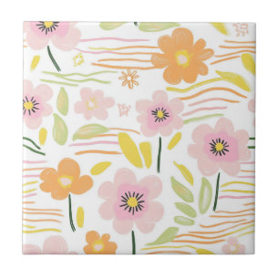 Pastel Retro Floral (7) Tile