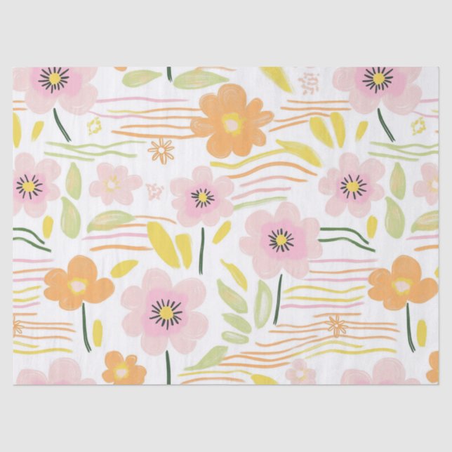 Pastel Retro Floral (7) Tissue Paper (Front)