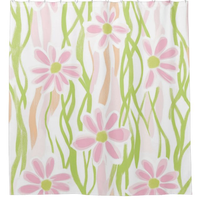Pastel Retro Floral (8) Shower Curtain (Front)