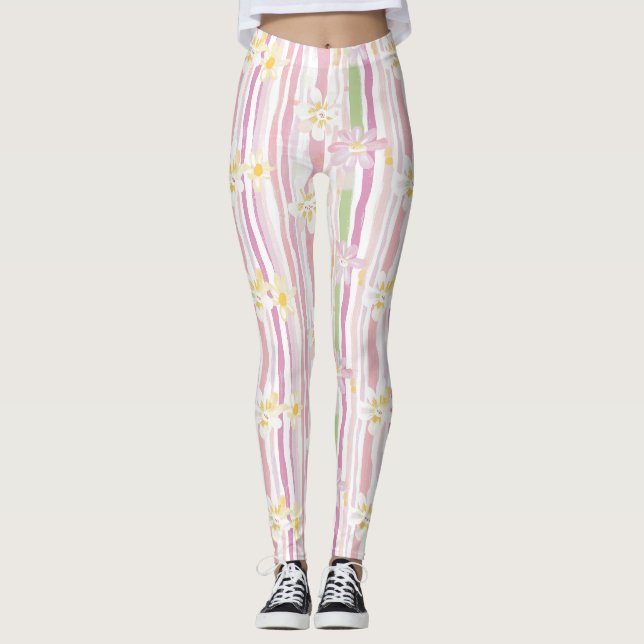 Pastel Retro Floral (9) Leggings (Front)