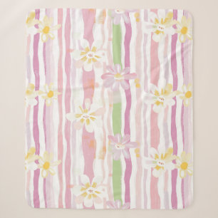 Pastel Retro Floral (9) Sherpa Blanket