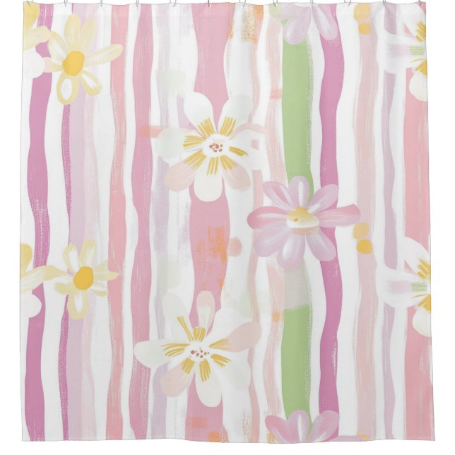 Pastel Retro Floral (9) Shower Curtain (Front)
