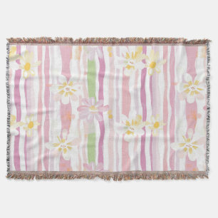 Pastel Retro Floral (9) Throw Blanket
