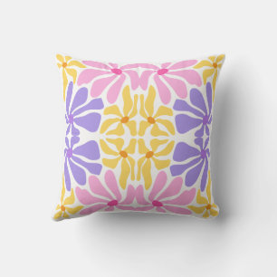Pastel Retro Floral - Vibrant Kaleidoscope Pattern Cushion