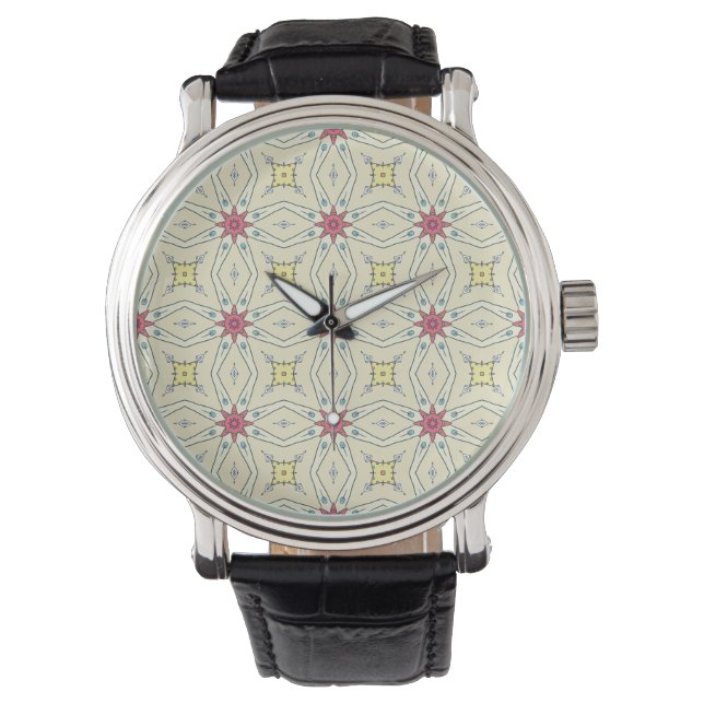 Pastel Retro Geometric Pattern Watch (Front)