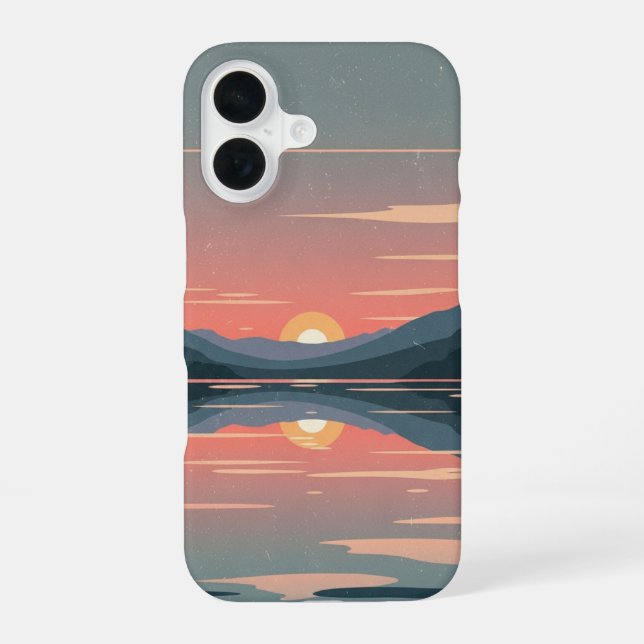 Pastel Retro Lake iPhone 16 Case (Back)