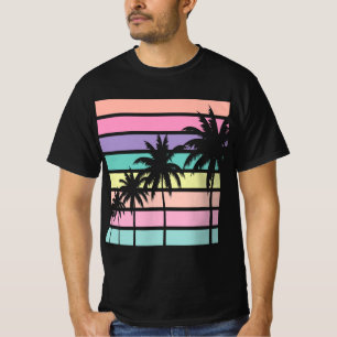 Pastel Retro Palm Tree, Palm Tree Beach  T-Shirt