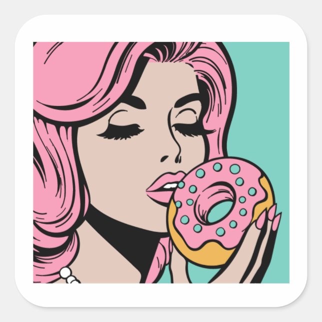 Pastel Retro Pop Art Doughnut Stickers (Front)