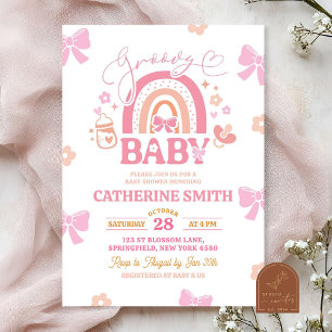 Pastel Retro Rainbow Baby Shower Invitation