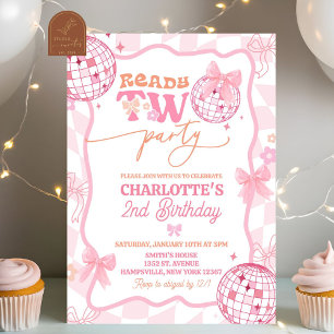 Pastel Retro ready two party 2nd Birthday Invitation