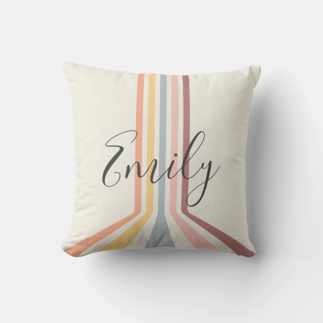 Pastel retro style stripes design cushion (Front)