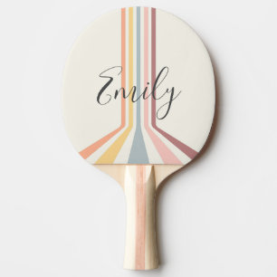 Pastel retro style stripes design ping pong paddle