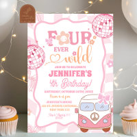  Pastel Retro Van Fourever Wild Groovy Birthday