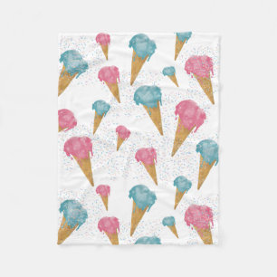 Pastel Retro Watercolor Ice Cream & Sprinkles  Fleece Blanket