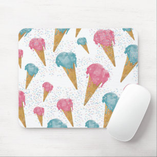 Pastel Retro Watercolor Ice Cream & Sprinkles Mouse Pad