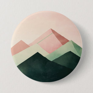 Pastel Ridge – Geometric Mountain Landscape #1 7.5 Cm Round Badge