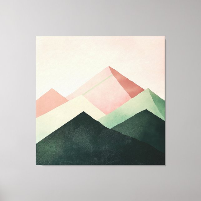 Pastel Ridge – Geometric Mountain Landscape #1 Canvas Print (Front)