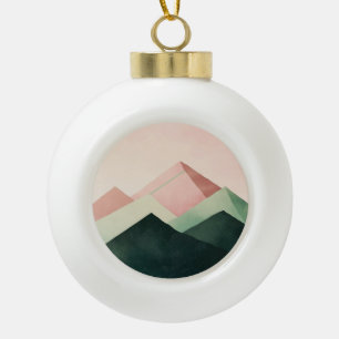 Pastel Ridge – Geometric Mountain Landscape #1 Ceramic Ball Christmas Ornament