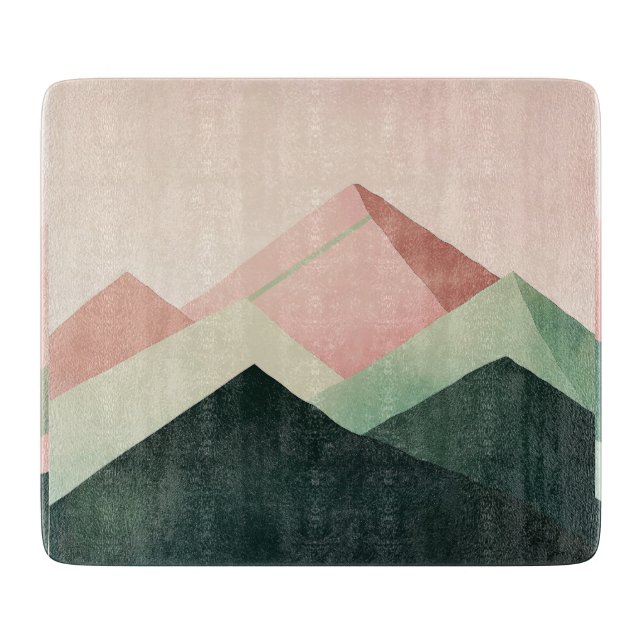 Pastel Ridge – Geometric Mountain Landscape #1 Cutting Board (Front)
