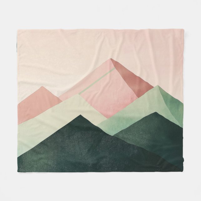 Pastel Ridge – Geometric Mountain Landscape #1 Fleece Blanket (Front (Horizontal))