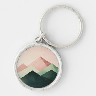 Pastel Ridge – Geometric Mountain Landscape #1 Key Ring