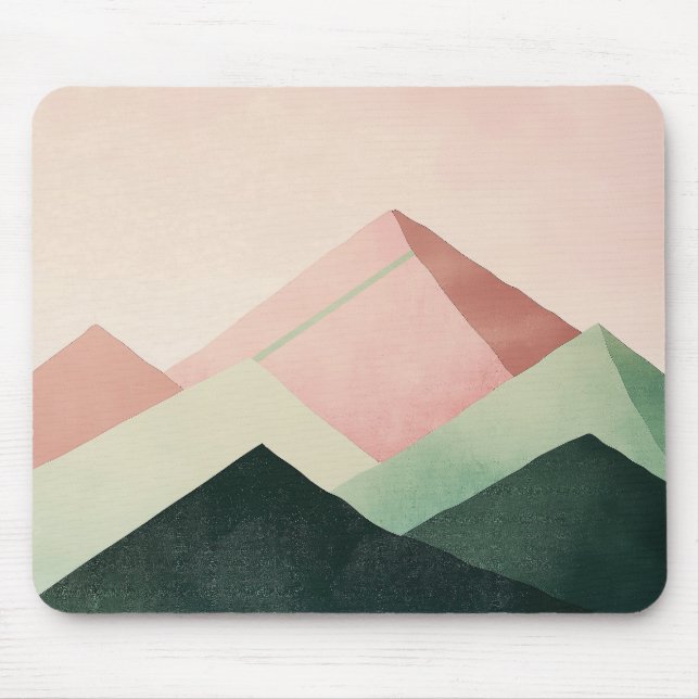 Pastel Ridge – Geometric Mountain Landscape #1 Mouse Pad (Front)