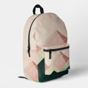 Pastel Ridge – Geometric Mountain Landscape #1 Printed Backpack
