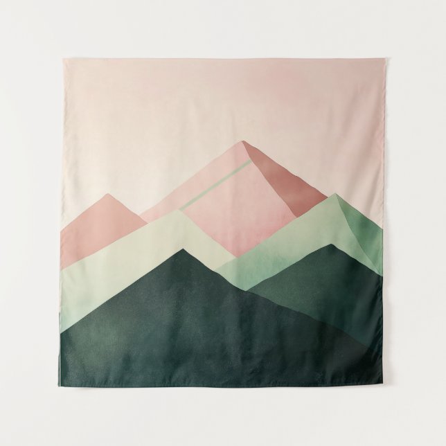 Pastel Ridge – Geometric Mountain Landscape #1 Tapestry (Front)