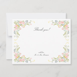 Pastel Rococo Garden Ornate Floral Wedding Thank You Card