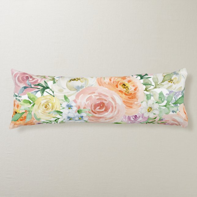 Pastel romantic garden body cushion (Front)
