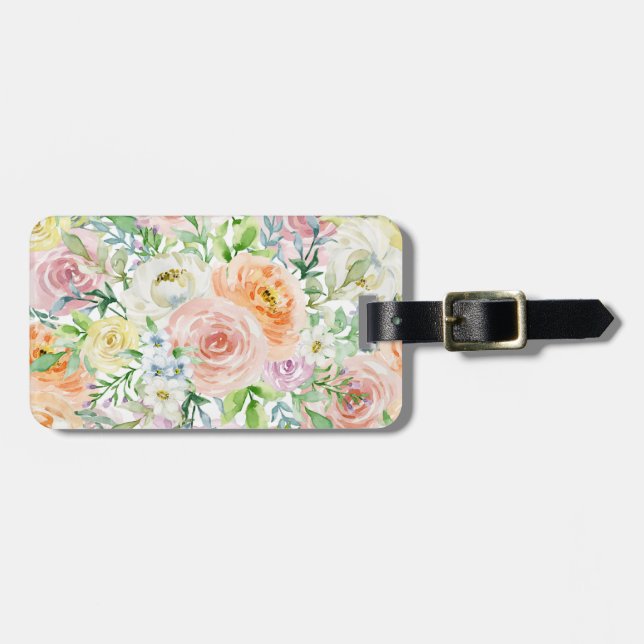 Pastel romantic garden luggage tag (Front Horizontal)
