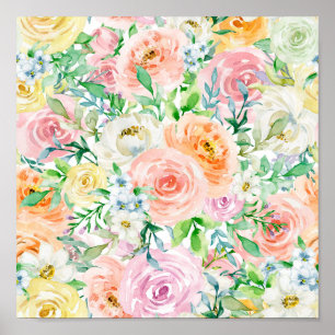Pastel romantic garden poster