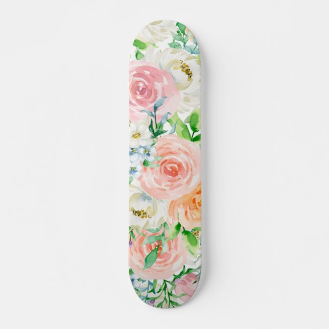 Pastel romantic garden skateboard (Front)