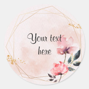 Pastel Rose and gold frame elegant template Classic Round Sticker