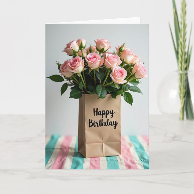 Pastel Rose Bouquet Card (Front)
