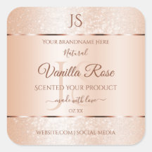 Pastel Rose Coral Glitter Initials Product Labels